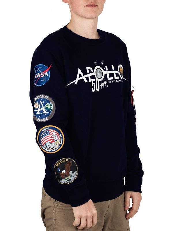 Alpha Industries Apollo 50 Patch Sweater in Rep Blue | Dapper Street