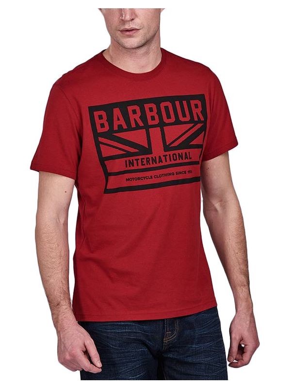 Barbour International Flag T-Shirt in Crimson | Dapper Street