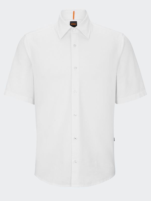 BOSS Men's Rash_2 Regular-Fit Short-Sleeved Shirt in White | Dapper Street