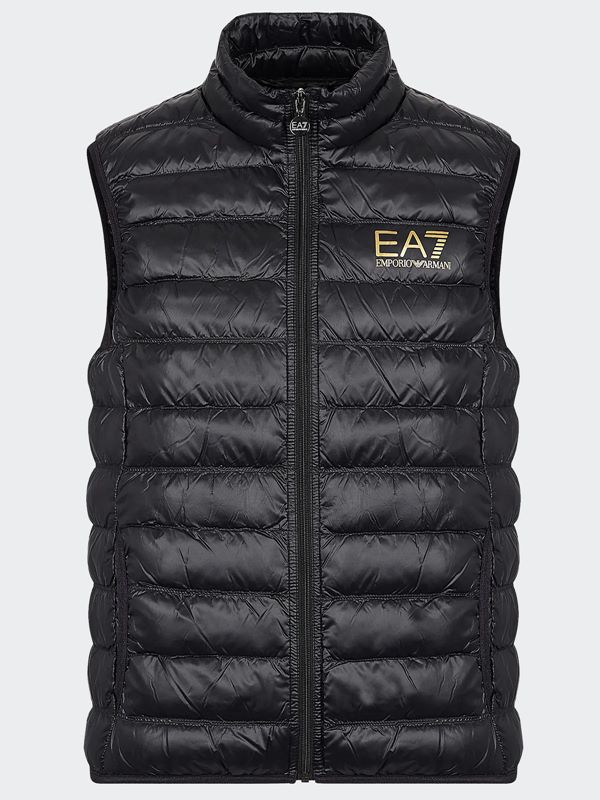 EA7 Emporio Armani Men's Packable Core Identity Gilet in Black / Gold