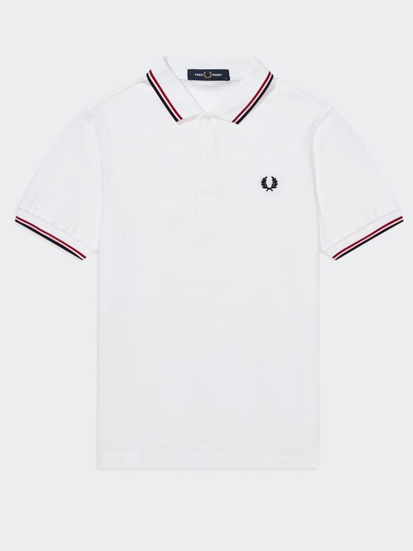 Fred Perry Men's Twin Tipped Fred Perry Shirt in White / Bright Red ...