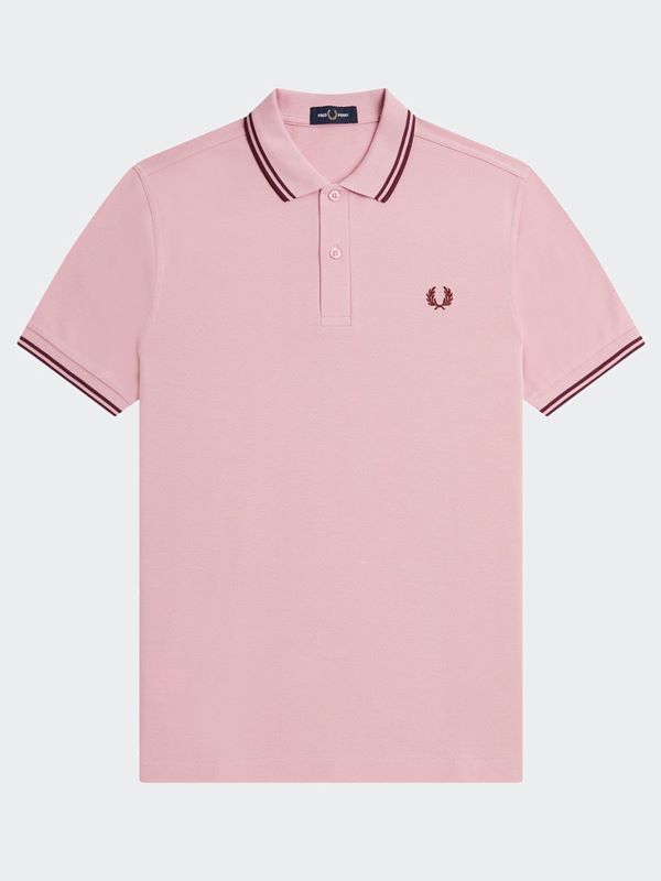 Fred Perry Men's Twin Tipped Fred Perry Shirt in Chalky Pink / Oxblood ...
