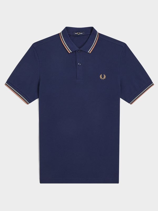 Fred Perry Men's Twin Tipped Fred Perry Shirt in French Navy / Seagrass ...