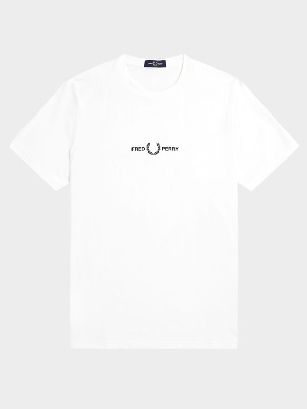Fred Perry Men's Embroidered T-Shirt in White | Dapper Street