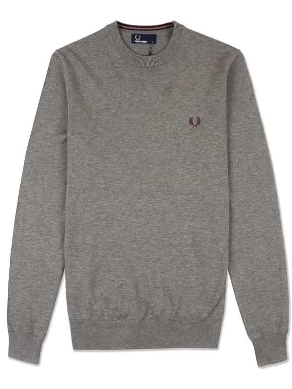 Fred Perry Classic Crew Neck Cotton in Grey | Dapper Street