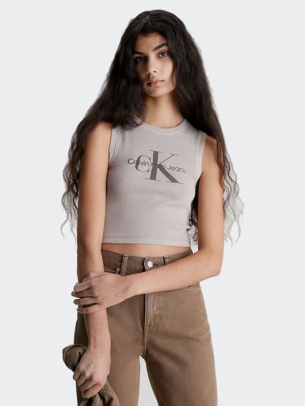 Calvin Klein Jeans Women's Mineral Dye Rib Tank Top In Shitake | Dapper  Street