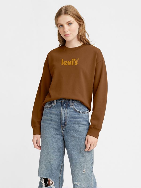 Levi's® Women's Sweatshirt in Crew Seasonal Poster Logo Glazed Ginger |  Dapper Street