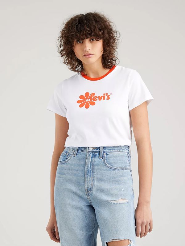 Levi's® Women's Graphic Jordie T-Shirt in White/Enamel Orange | Dapper  Street