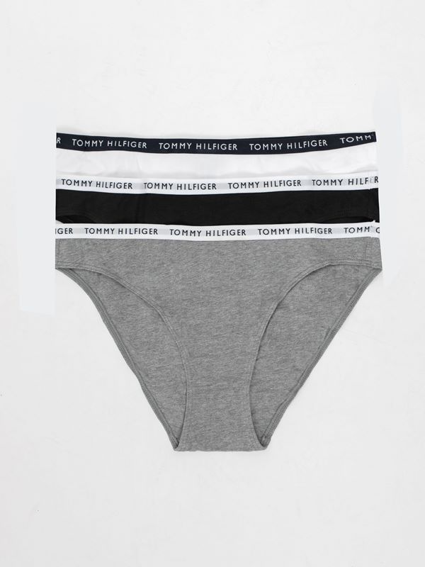 Tommy Jeans Women's 3P Bikini in Mid Grey Heather / White / Black