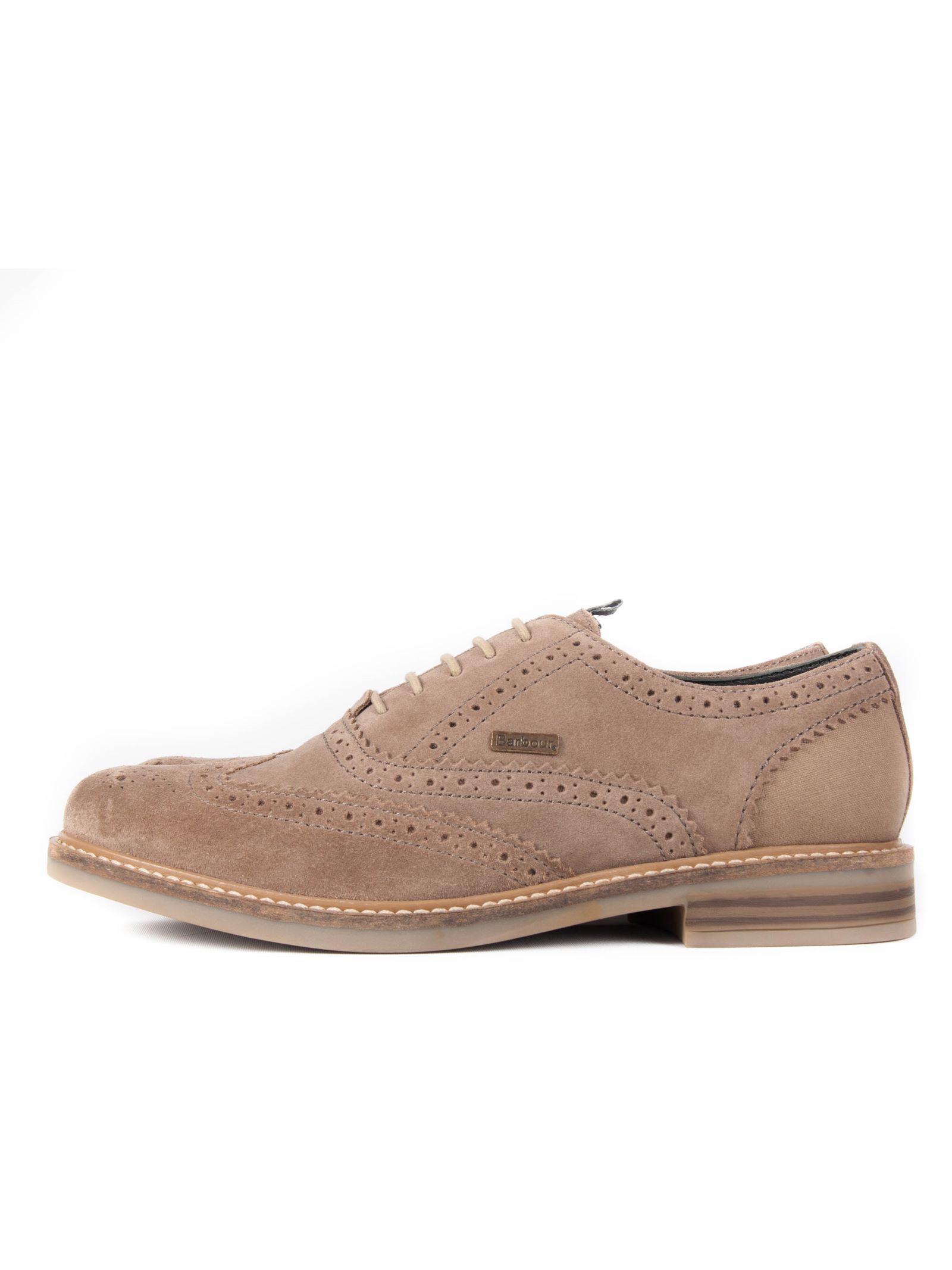 Barbour Redcar Oxford Brogue in Taupe suede | Dapper Street