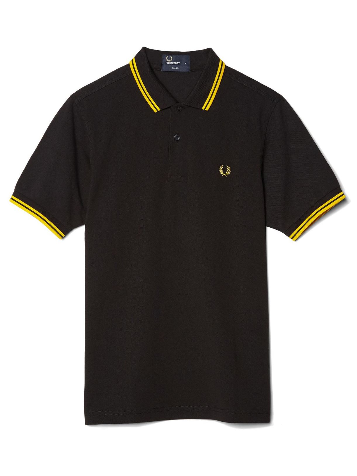 Fred Perry Twin Tipped Polo in Black New Yellow | Dapper Street