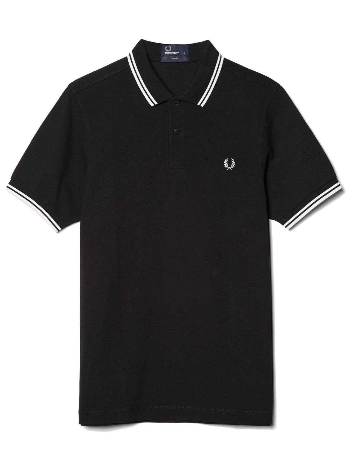 Fred Perry Men's Twin Tipped Polo in Black / Porcelain | Dapper Street