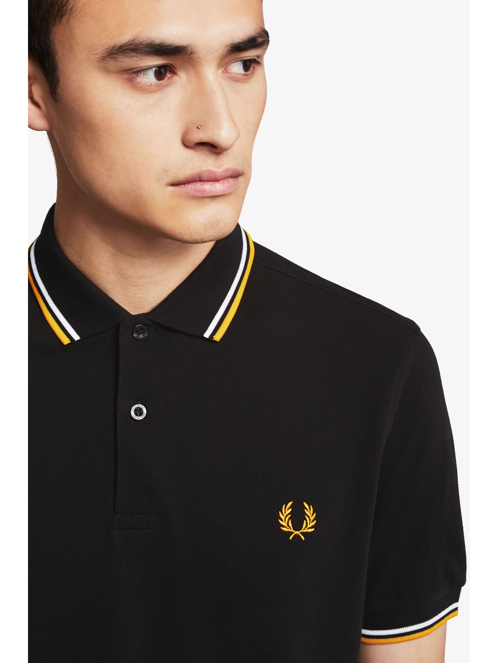 Fred Perry Twin Tipped Fred Perry Shirt in Black / White / Gold ...
