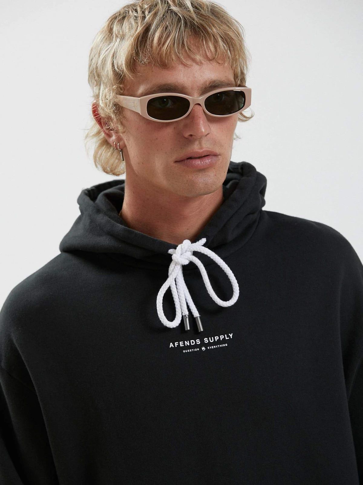 Afends Men's Supply Recycled Pull On Hood in Black (S) | Dapper Street