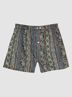 Men's Stripe Paisley Boxers In Charcoal