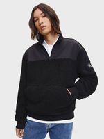 Calvin Klein Jeans Men's Badge Sherpa Half Zip Hwk In CK Black