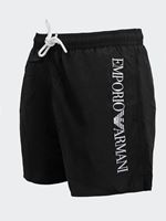Emporio Armani Men's Vertical Logo Swim Boxer in Black