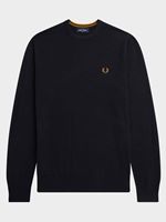 fred perry men's classic crew neck jumper in navy