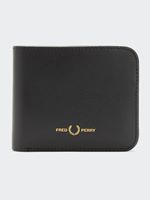fred perry burnished leather billfold wallet in black