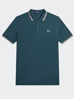 fred perry men's twin tipped fred perry shirt in petrol blue