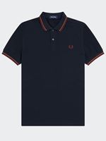 fred perry men's twin tipped fred perry shirt in navy / nut flake / oxblood