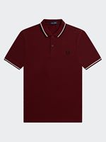 fred perry men's twin tipped fred perry shirt in oxblood / ecru / black