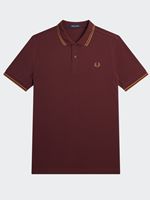 fred perry men's twin tipped fred perry shirt in oxblood / shaded stone