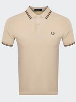 fred perry men's twin tipped fred perry shirt in oatmeal / nut flake / field green