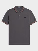 fred perry men's twin tipped fred perry shirt in gunmetal / coral heat / black