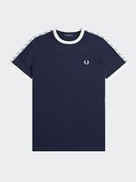 fred perry men's taped ringer fred perry t-shirt in carbon blue