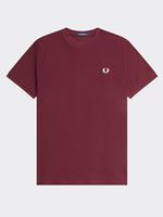 fred perry men's tipped cuff pique t-shirt in oxblood