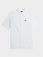 fred perry men's short-sleeved oxford shirt in white
