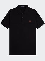 fred perry men's m6000 plain fred perry polo shirt in black / whiskey brown