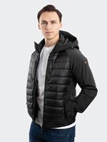 Men's Soft Shell & Quilted Nylon Hybrid Jacket In Black