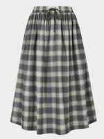 Esme Studios Women's ESMargret Midi Skirt Printed In Wood Ash Check Comb