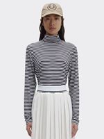 fred perry women's striped roll neck top in snow white