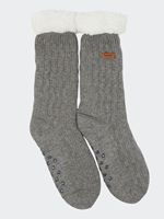 Barbour Women's Cable Knit Lounge Sock in Grey Melange