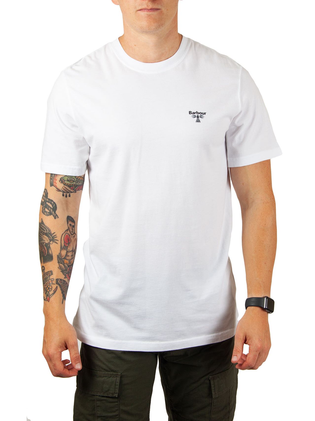 Barbour Beacon Small Logo T-Shirt in White | Dapper Street