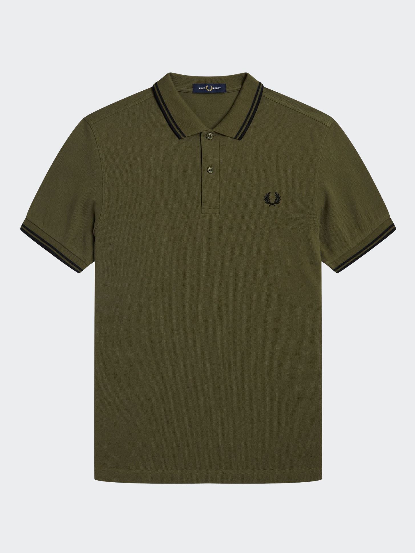 Fred Perry Men's Twin Tipped Fred Perry Shirt In Uniform Green / Black ...