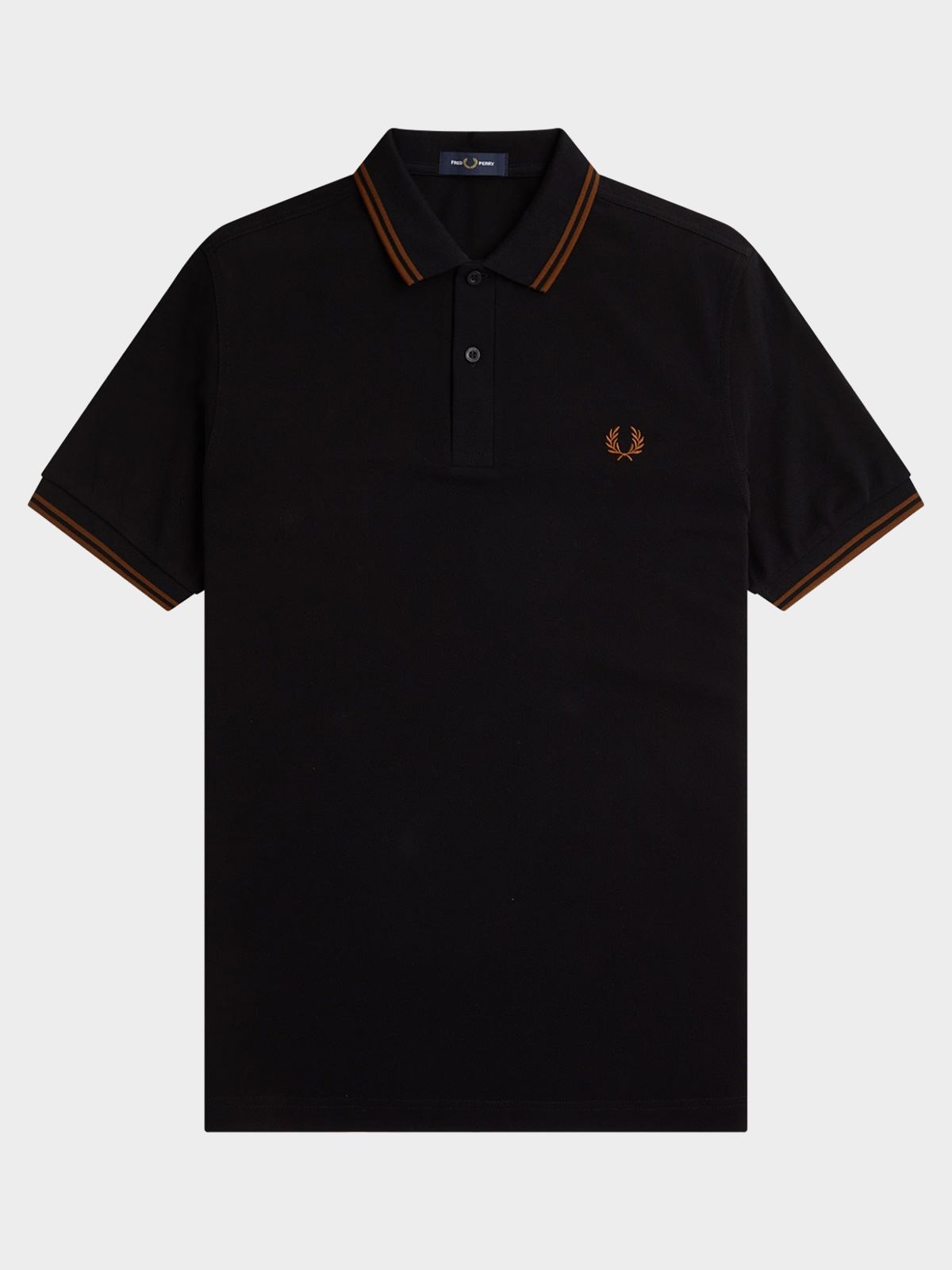 Fred Perry Men's Twin Tipped Fred Perry Shirt In Black / Whiskey Brown ...