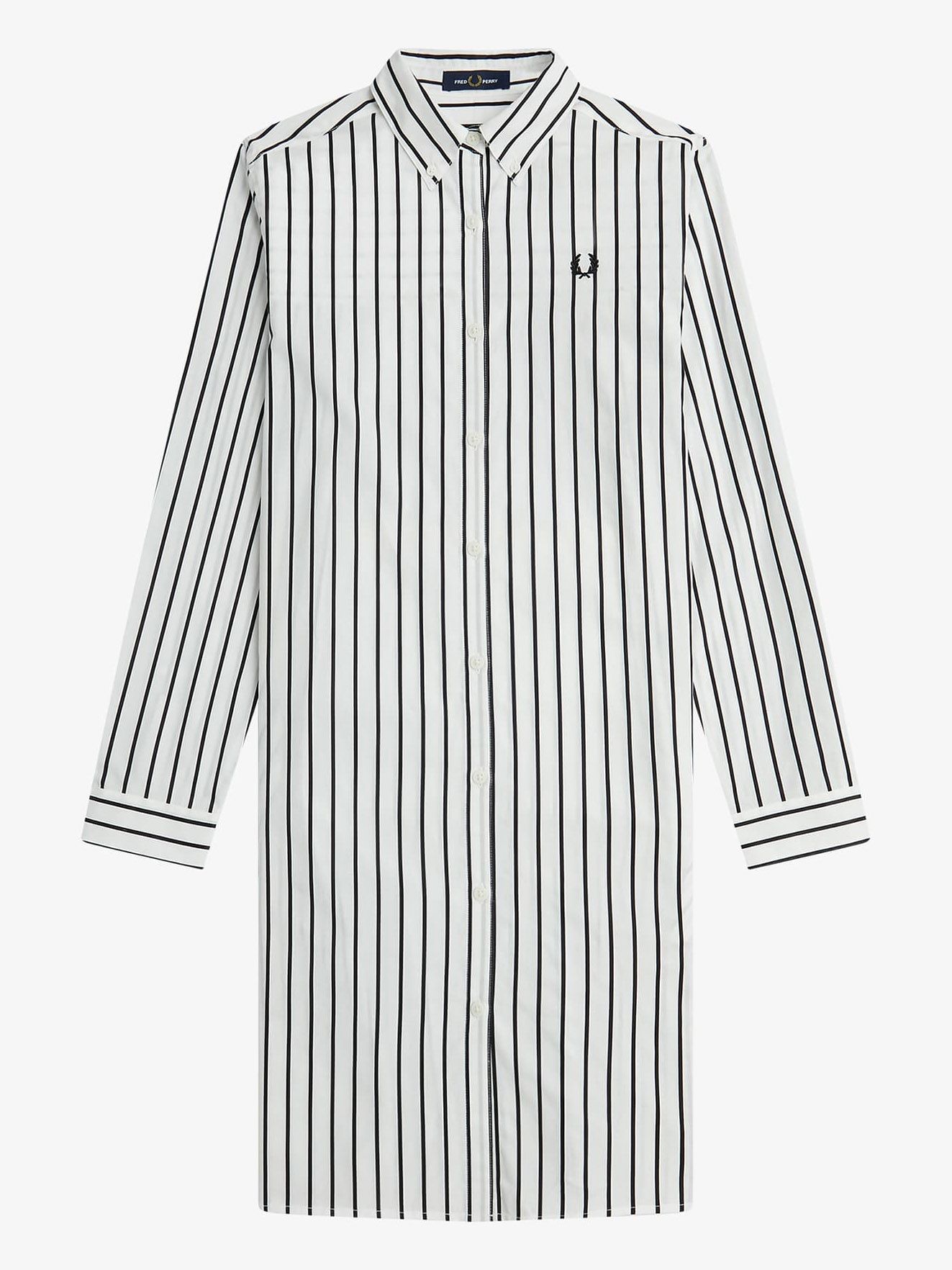 Fred Perry Women's Striped Shirt Dress In Snow White (8) | Dapper Street